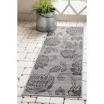 Rug Unique Loom Outdoor Botanical Gray Runner 2' 2 x 6' 0