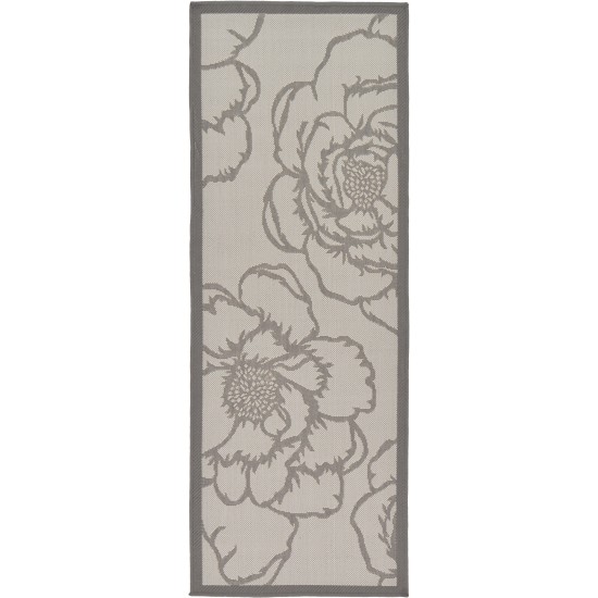 Rug Unique Loom Outdoor Botanical Gray Runner 2' 2 x 6' 0