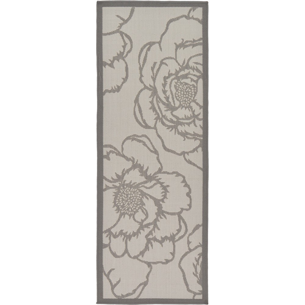 Rug Unique Loom Outdoor Botanical Gray Runner 2' 2 x 6' 0