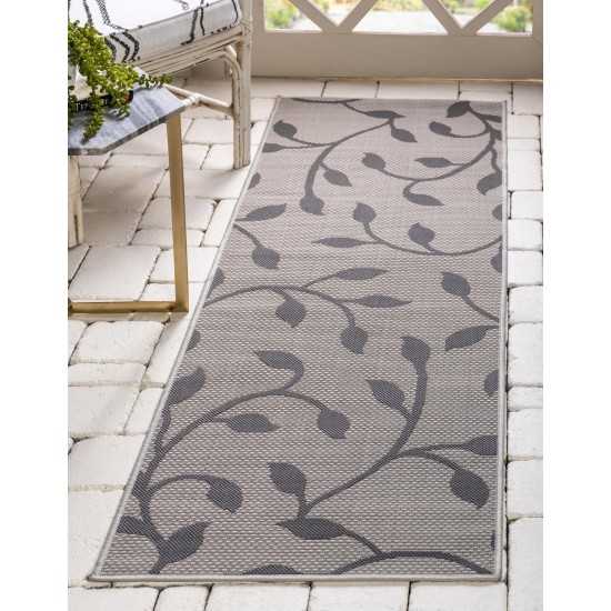 Rug Unique Loom Outdoor Botanical Gray Runner 2' 2 x 6' 0