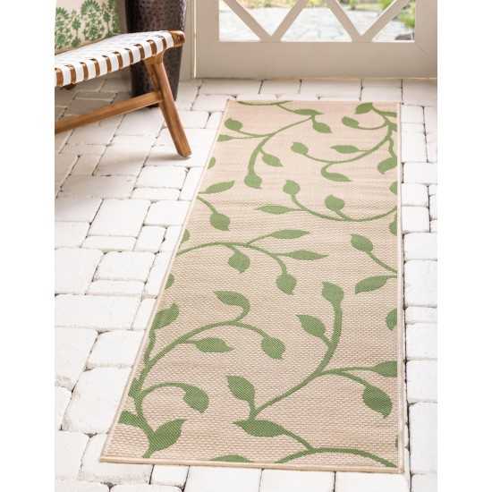 Rug Unique Loom Outdoor Botanical Green Runner 2' 2 x 6' 0