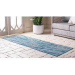 Rug Unique Loom Outdoor Botanical Teal Runner 2' 0 x 6' 0