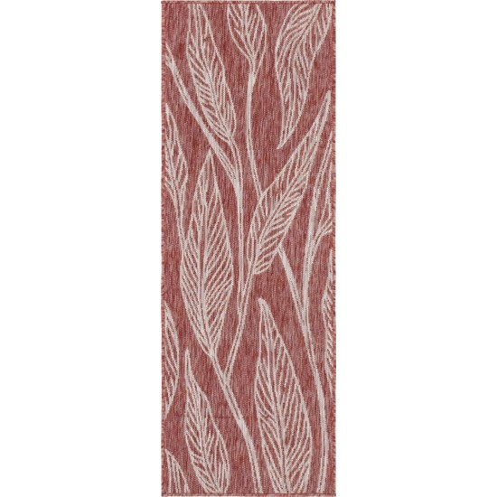 Rug Unique Loom Outdoor Botanical Rust Red Runner 2' 0 x 6' 0