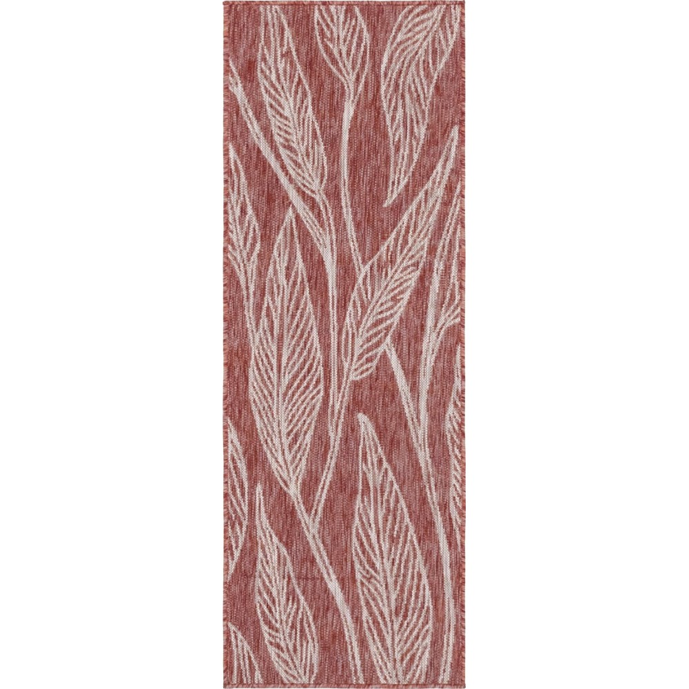 Rug Unique Loom Outdoor Botanical Rust Red Runner 2' 0 x 6' 0