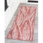 Rug Unique Loom Outdoor Botanical Rust Red Runner 2' 0 x 6' 0