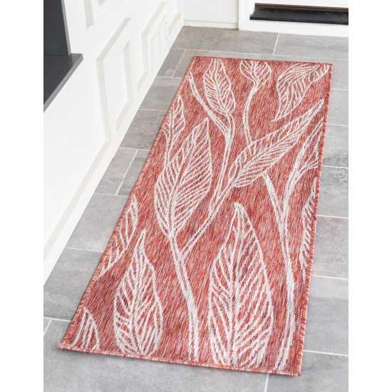 Rug Unique Loom Outdoor Botanical Rust Red Runner 2' 0 x 6' 0