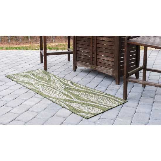 Rug Unique Loom Outdoor Botanical Green Runner 2' 0 x 6' 0