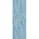 Rug Unique Loom Outdoor Botanical Aqua Blue Runner 2' 0 x 6' 0