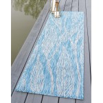 Rug Unique Loom Outdoor Botanical Aqua Blue Runner 2' 0 x 6' 0