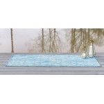 Rug Unique Loom Outdoor Botanical Aqua Blue Runner 2' 0 x 6' 0