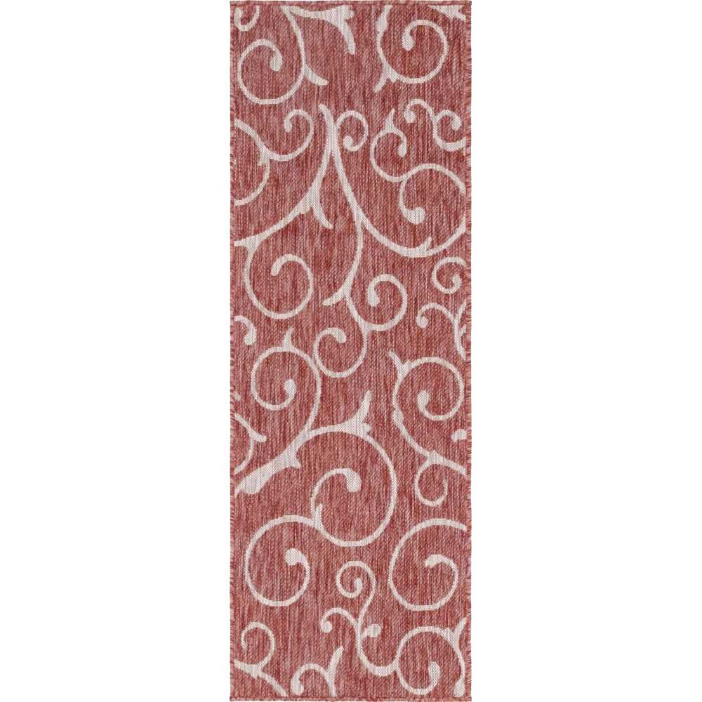 Rug Unique Loom Outdoor Botanical Rust Red Runner 2' 0 x 6' 0