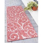 Rug Unique Loom Outdoor Botanical Rust Red Runner 2' 0 x 6' 0