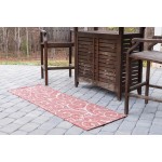 Rug Unique Loom Outdoor Botanical Rust Red Runner 2' 0 x 6' 0