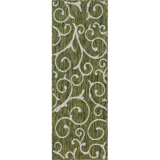 Rug Unique Loom Outdoor Botanical Green Runner 2' 0 x 6' 0