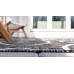 Rug Unique Loom Outdoor Botanical Charcoal Gray Runner 2' 0 x 6' 0