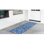 Rug Unique Loom Outdoor Botanical Blue Runner 2' 0 x 6' 0