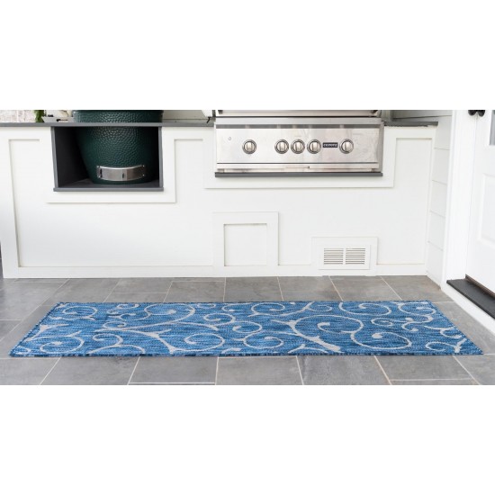 Rug Unique Loom Outdoor Botanical Blue Runner 2' 0 x 6' 0