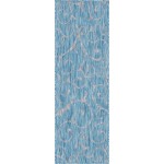 Rug Unique Loom Outdoor Botanical Aqua Blue Runner 2' 0 x 6' 0