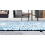 Rug Unique Loom Outdoor Botanical Aqua Blue Runner 2' 0 x 6' 0