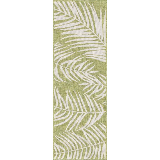 Rug Unique Loom Outdoor Botanical Green Runner 2' 0 x 6' 0