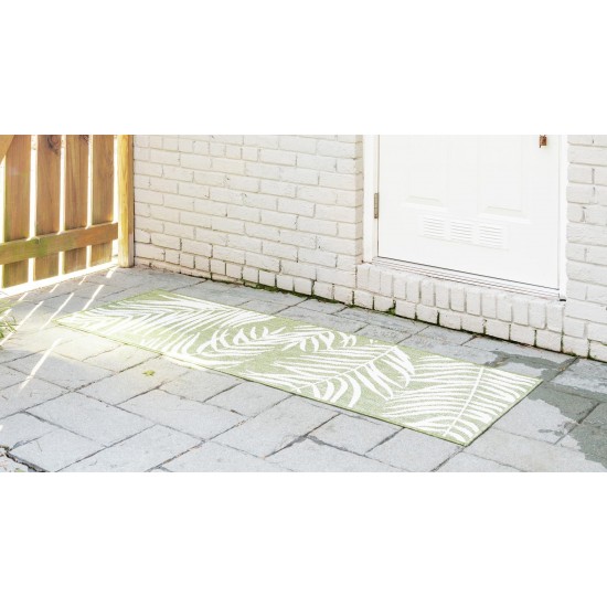 Rug Unique Loom Outdoor Botanical Green Runner 2' 0 x 6' 0