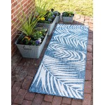 Rug Unique Loom Outdoor Botanical Navy Blue Runner 2' 0 x 6' 0