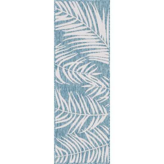 Rug Unique Loom Outdoor Botanical Blue Runner 2' 0 x 6' 0