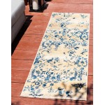 Rug Unique Loom Outdoor Botanical Beige/Blue Runner 2' 0 x 6' 0