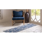 Rug Unique Loom Outdoor Botanical Navy Blue Runner 2' 0 x 6' 0