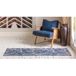 Rug Unique Loom Outdoor Botanical Navy Blue Runner 2' 0 x 6' 0