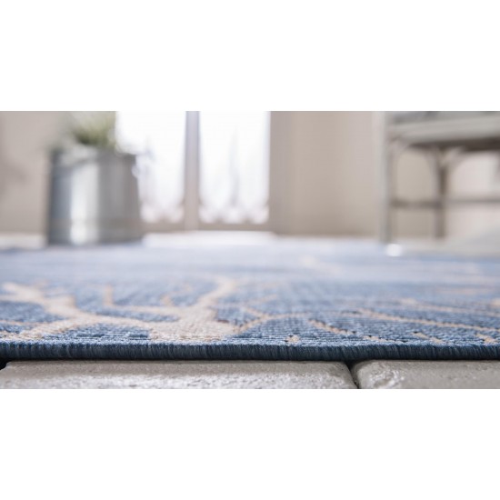 Rug Unique Loom Outdoor Botanical Navy Blue Runner 2' 0 x 6' 0