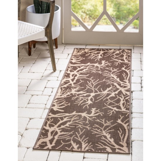 Rug Unique Loom Outdoor Botanical Brown Runner 2' 0 x 6' 0