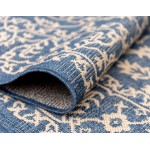 Rug Unique Loom Outdoor Botanical Navy Blue Runner 2' 0 x 6' 0