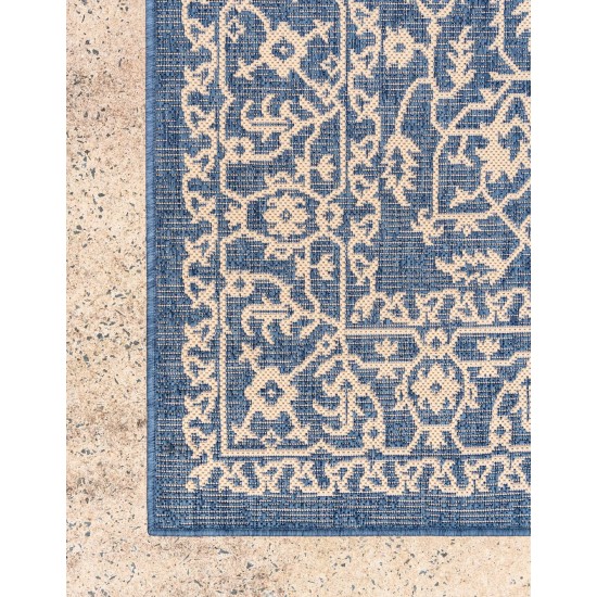 Rug Unique Loom Outdoor Botanical Navy Blue Runner 2' 0 x 6' 0