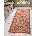 Rug Unique Loom Outdoor Botanical Terracotta Runner 2' 0 x 6' 0
