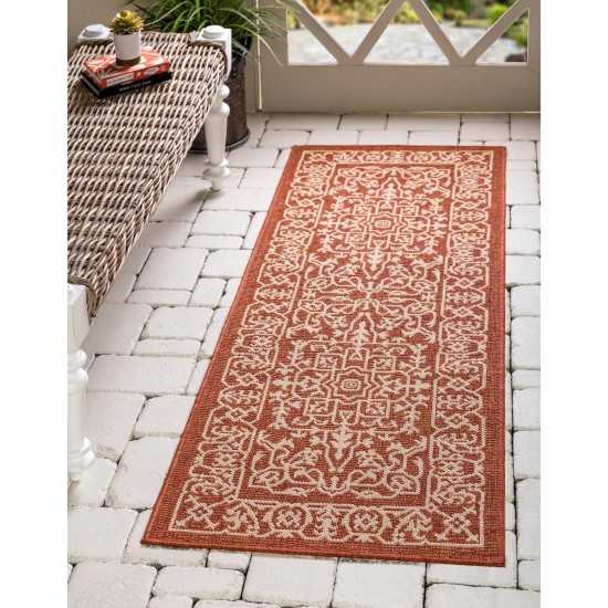 Rug Unique Loom Outdoor Botanical Terracotta Runner 2' 0 x 6' 0