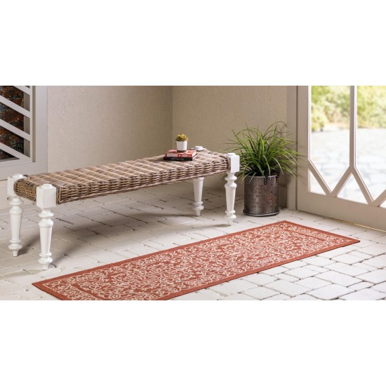 Rug Unique Loom Outdoor Botanical Terracotta Runner 2' 0 x 6' 0