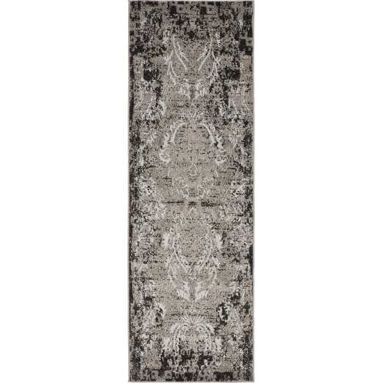 Rug Unique Loom Outdoor Botanical Light Gray Runner 2' 0 x 6' 0