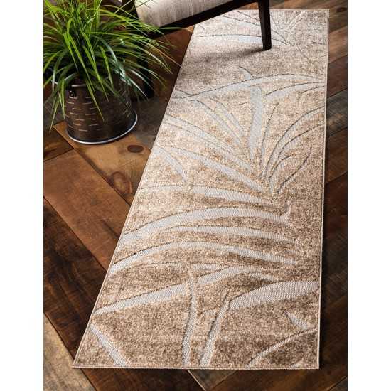 Rug Unique Loom Outdoor Botanical Beige Runner 2' 0 x 6' 0