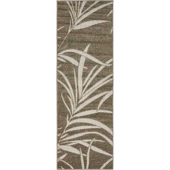 Rug Unique Loom Outdoor Botanical Gray Runner 2' 0 x 6' 0