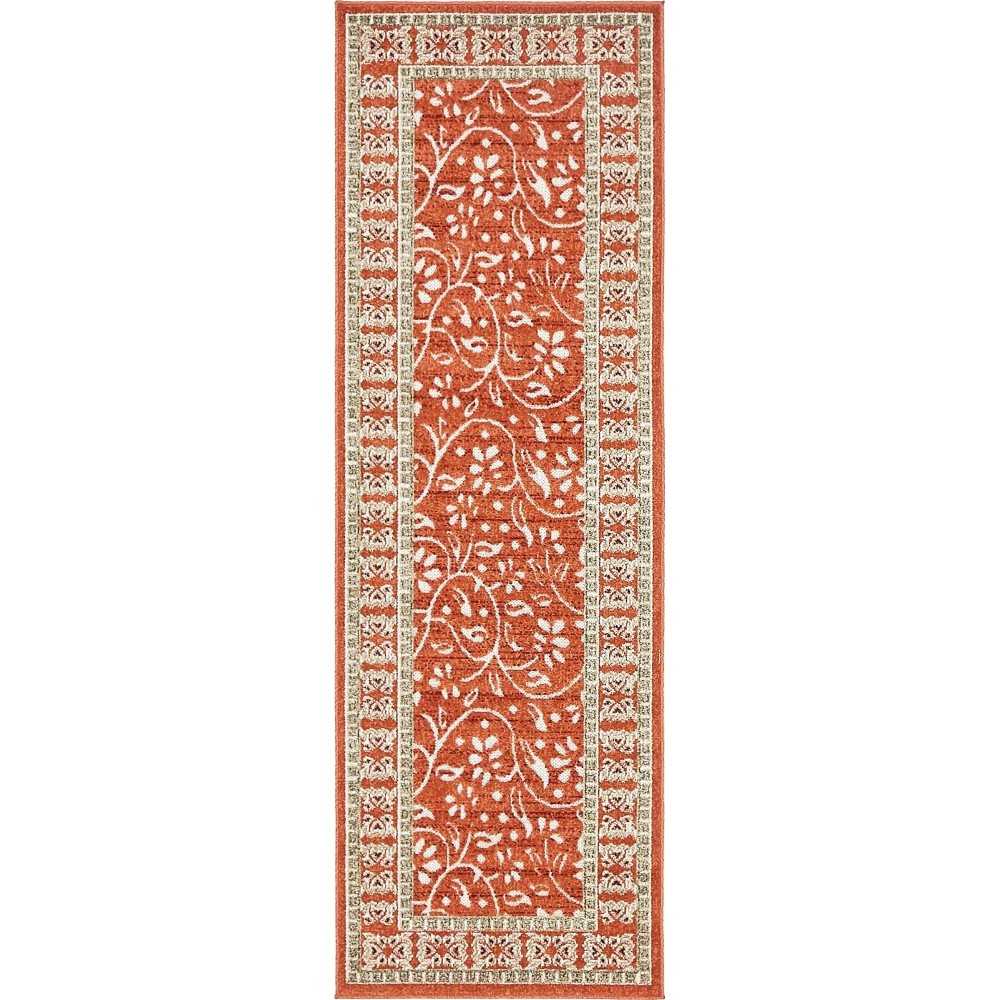 Rug Unique Loom Outdoor Botanical Rust Red Runner 2' 0 x 6' 0