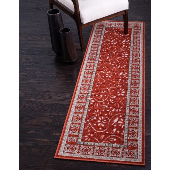 Rug Unique Loom Outdoor Botanical Rust Red Runner 2' 0 x 6' 0