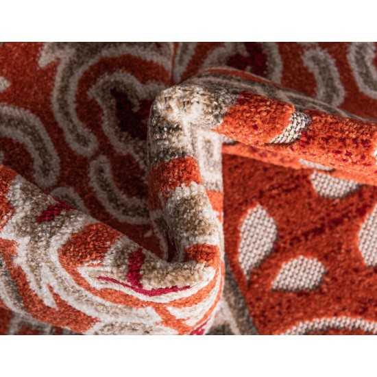 Rug Unique Loom Outdoor Botanical Rust Red Runner 2' 0 x 6' 0