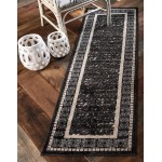 Rug Unique Loom Outdoor Botanical Black Runner 2' 0 x 6' 0