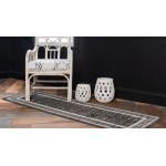 Rug Unique Loom Outdoor Botanical Black Runner 2' 0 x 6' 0