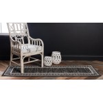 Rug Unique Loom Outdoor Botanical Black Runner 2' 0 x 6' 0