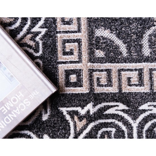 Rug Unique Loom Outdoor Botanical Black Runner 2' 0 x 6' 0