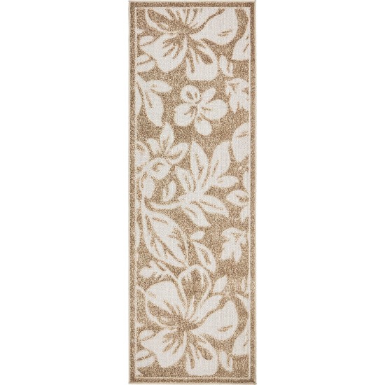 Rug Unique Loom Outdoor Botanical Beige Runner 2' 0 x 6' 0