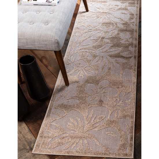 Rug Unique Loom Outdoor Botanical Beige Runner 2' 0 x 6' 0