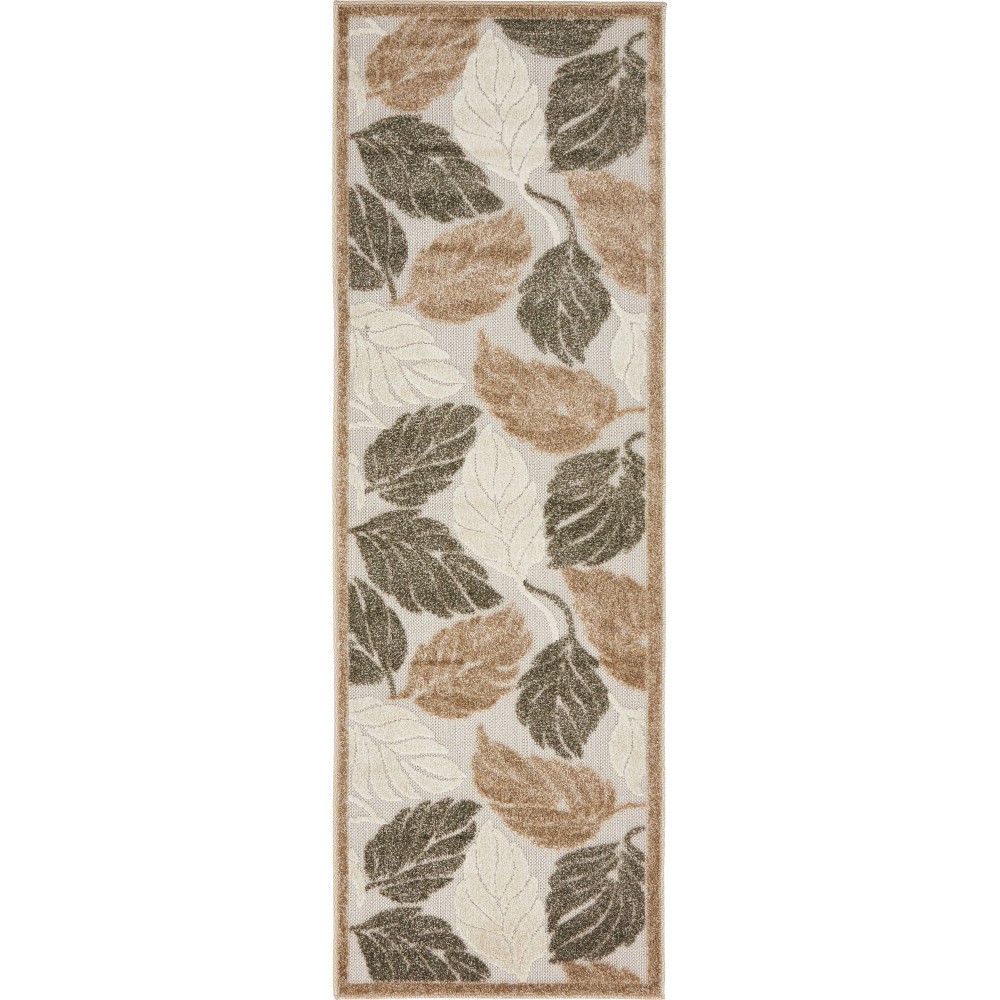 Rug Unique Loom Outdoor Botanical Beige/Gray Runner 2' 0 x 6' 0